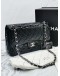 CHANEL CLASSIC JUMBO BLACK PATENTLEATHER DOUBLE FLAP BAG SILVER HARDWARE -FULL SET-