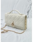 2022 CHRISTIAN DIOR MY DIOR TOP HANDLE BAG WITH WHITE CANNAGE QUILTED LAMBSKIN LEATHER 