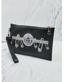 VERSACE GIANNI MEDUSA BLACK LEATHER CLUTCH