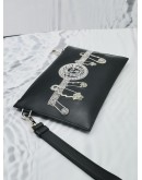 VERSACE GIANNI MEDUSA BLACK LEATHER CLUTCH