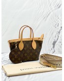 (UNUSED) 2024 MICROCHIP LOUIS VUITTON NEVERFULL BB IN BROWN MONOGRAM CANVAS WITH REMOVABLE STRAP