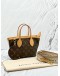 (UNUSED) 2024 MICROCHIP LOUIS VUITTON NEVERFULL BB IN BROWN MONOGRAM CANVAS WITH REMOVABLE STRAP