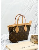 (UNUSED) 2024 MICROCHIP LOUIS VUITTON NEVERFULL BB IN BROWN MONOGRAM CANVAS WITH REMOVABLE STRAP