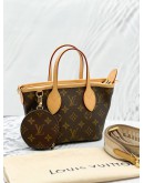 (UNUSED) 2024 MICROCHIP LOUIS VUITTON NEVERFULL BB IN BROWN MONOGRAM CANVAS WITH REMOVABLE STRAP