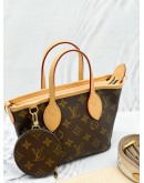 (UNUSED) 2024 MICROCHIP LOUIS VUITTON NEVERFULL BB IN BROWN MONOGRAM CANVAS WITH REMOVABLE STRAP