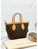 (UNUSED) 2024 MICROCHIP LOUIS VUITTON NEVERFULL BB IN BROWN MONOGRAM CANVAS WITH REMOVABLE STRAP