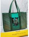 (UNUSED) 2022 GOYARD VILLETTE MM TOTE SHOULDER BAG IN GREEN GOYARDINE CANVAS/ LEATHER