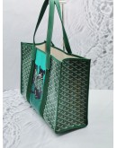 (UNUSED) 2022 GOYARD VILLETTE MM TOTE SHOULDER BAG IN GREEN GOYARDINE CANVAS/ LEATHER