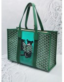 (UNUSED) 2022 GOYARD VILLETTE MM TOTE SHOULDER BAG IN GREEN GOYARDINE CANVAS/ LEATHER