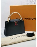 (LIKE NEW) 2022 MICROCHIP LOUIS VUITTON CAPUCINES MM IN BLACK TAURILLON LEATHER -FULL SET-