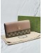 (UNUSED) 2023 GUCCI MARMONT BI-COLOR CONTINENTAL LONG WALLET IN PINK LEATHER / EBONY GG CANVAS -FULL SET-