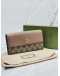 (UNUSED) 2023 GUCCI MARMONT BI-COLOR CONTINENTAL LONG WALLET IN PINK LEATHER / EBONY GG CANVAS -FULL SET-