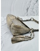 PRADA PYTHON LEATHER SHOULDER BAG IN GREY / BEIGE