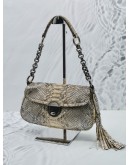 PRADA PYTHON LEATHER SHOULDER BAG IN GREY / BEIGE