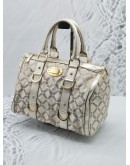 VERSACE METALLIC SILVER SIGNATURE CANVAS / LEATHER HANDLE BAG  