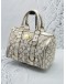 VERSACE METALLIC SILVER SIGNATURE CANVAS / LEATHER HANDLE BAG  