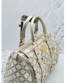 VERSACE METALLIC SILVER SIGNATURE CANVAS / LEATHER HANDLE BAG  