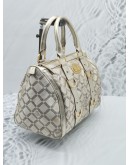 VERSACE METALLIC SILVER SIGNATURE CANVAS / LEATHER HANDLE BAG  