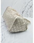 VERSACE METALLIC SILVER SIGNATURE CANVAS / LEATHER HANDLE BAG  