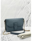 LOEWE AVENUS ANGRAM EMBOSSED LEATHER CROSSBODY BAG GHW IN BLUE COLOR