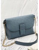 LOEWE AVENUS ANGRAM EMBOSSED LEATHER CROSSBODY BAG GHW IN BLUE COLOR