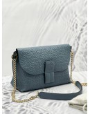 LOEWE AVENUS ANGRAM EMBOSSED LEATHER CROSSBODY BAG GHW IN BLUE COLOR