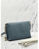 LOEWE AVENUS ANGRAM EMBOSSED LEATHER CROSSBODY BAG GHW IN BLUE COLOR