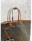 (UNUSED) 2022 GOYARD ST SAINT LOUIS PM TOTE BAG IN BLACK GOYARDINE CANVAS / BROWN LEATHER WITH SMALL POUCH