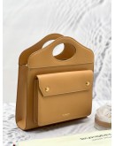 2022 BURBERRY SMALL POCKET BAG IN CARAMEL LIGHT BROWN SMOOTH CALFSKIN LEATHER