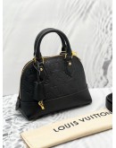 2022 MICROCHIP LOUIS VUITTON ALMA BB BLACK MONOGRAM EMPREINTE LEATHER HANDLE BAG