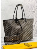 (LIKE NEW) GOYARD ST SAINT LOUIS TOTE SHOULDER BAG IN PM GOYARDINE CANVAS / LEATHER