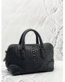 BOTTEGA VENETA INTRECCIATO LEATHER SMALL HANDLE BAG IN NAVY  BLUE