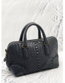 BOTTEGA VENETA INTRECCIATO LEATHER SMALL HANDLE BAG IN NAVY  BLUE