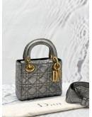 (LIKE NEW) CHRITSIAN DIOR MINI LADY DIOR LIMITED EDITION METALLIC GREY / SILVER IN PYTHON LEATHER 