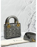 (LIKE NEW) CHRITSIAN DIOR MINI LADY DIOR LIMITED EDITION METALLIC GREY / SILVER IN PYTHON LEATHER 