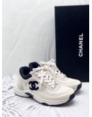 (LIKE NEW) CHANEL CC SUEDE LACE-UP SNEAKERS SIZE 37 -FULL SET-