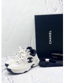 (LIKE NEW) CHANEL CC SUEDE LACE-UP SNEAKERS SIZE 37 -FULL SET-