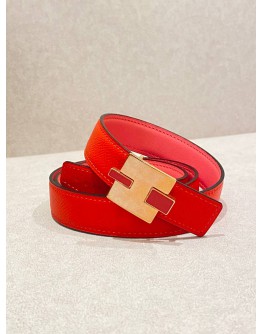 HERMES H BUCKLE EILEEN REVERSIBLE BELT WITH ROSE GOLD HARDWARE