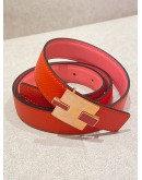 HERMES H BUCKLE EILEEN REVERSIBLE BELT WITH ROSE GOLD HARDWARE