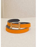 HERMES H BUCKLE BELT WITH REVERSIBLE LEATHER STRAP GOLD HARWARE SIGNATURE ORANGE COLOUR