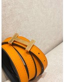 HERMES H BUCKLE BELT WITH REVERSIBLE LEATHER STRAP GOLD HARWARE SIGNATURE ORANGE COLOUR