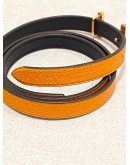 HERMES H BUCKLE BELT WITH REVERSIBLE LEATHER STRAP GOLD HARWARE SIGNATURE ORANGE COLOUR