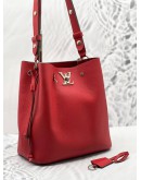 LOUIS VUITTON LOCKME BUCKET SHOULDER BAG IN RED CALFSKIN LEATHER BAG  