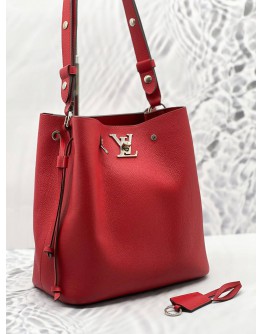 LOUIS VUITTON LOCKME BUCKET SHOULDER BAG IN RED CALFSKIN LEATHER BAG  