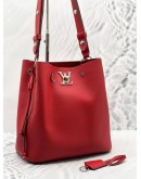 LOUIS VUITTON LOCKME BUCKET SHOULDER BAG IN RED CALFSKIN LEATHER BAG  