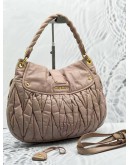 MIU MIU MATELASSE CALFSKIN LEATHER PINK LEATHER HOBO BAG  