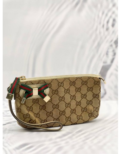 GUCCI GG SUPREME CANVAS WEB SHERRY LINE POUCH 