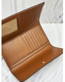 (UNUSED) MICHAEL KORS SIGNATURE LONG WALLET IN DARK BROWN BROWN CANVAS AND BROWN CALFSKIN LEATHER