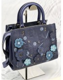 COACH ROGUE 25 TEA ROSE DARK PURPLE / BLUE HANDLE / CROSSBODY BAG 