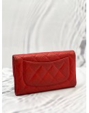 CHANEL PERFORATED LAMBSKIN LEATHER SNAP LONG WALLET IN RED